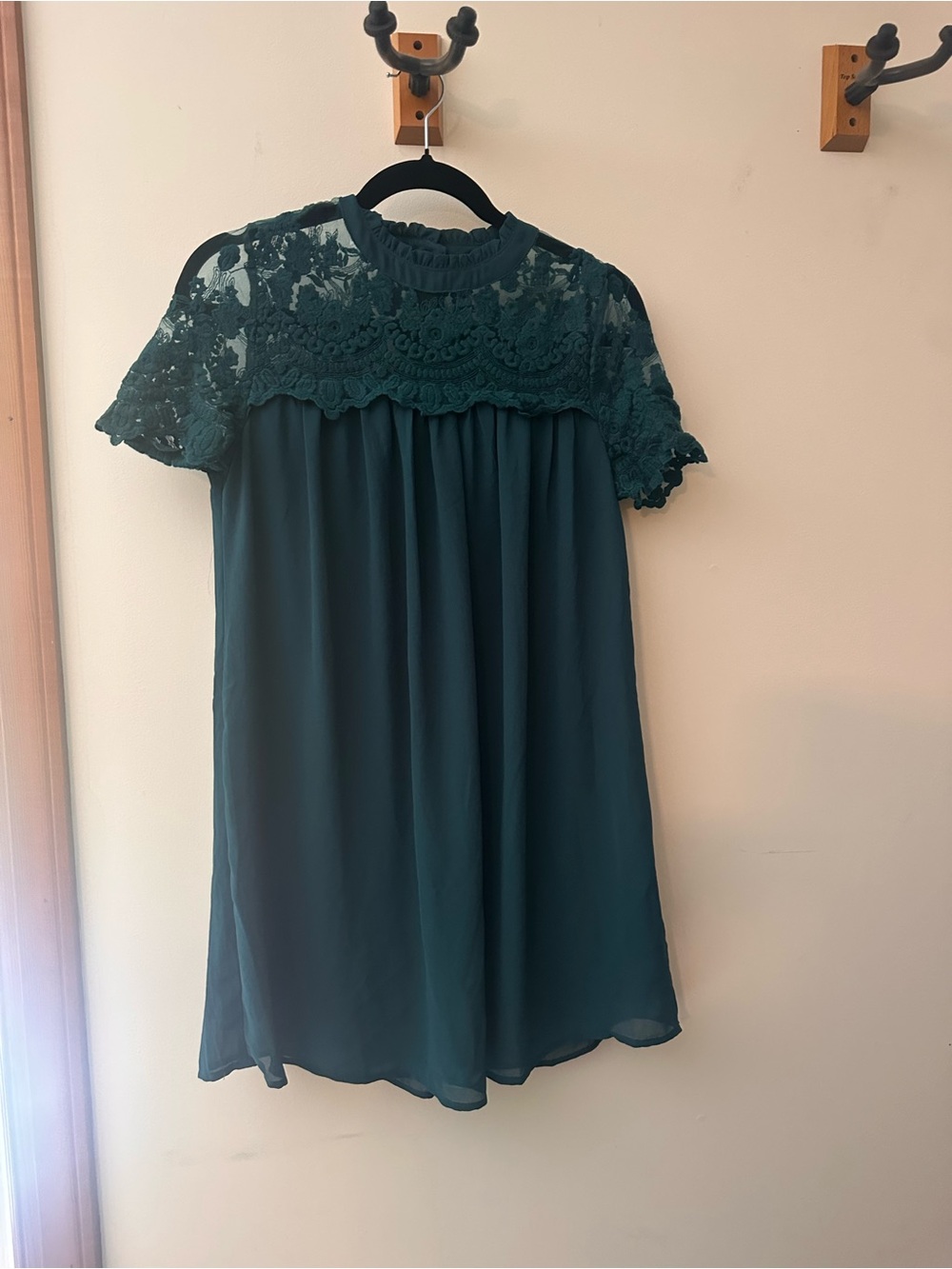entro Teal Lace Yoke Dress